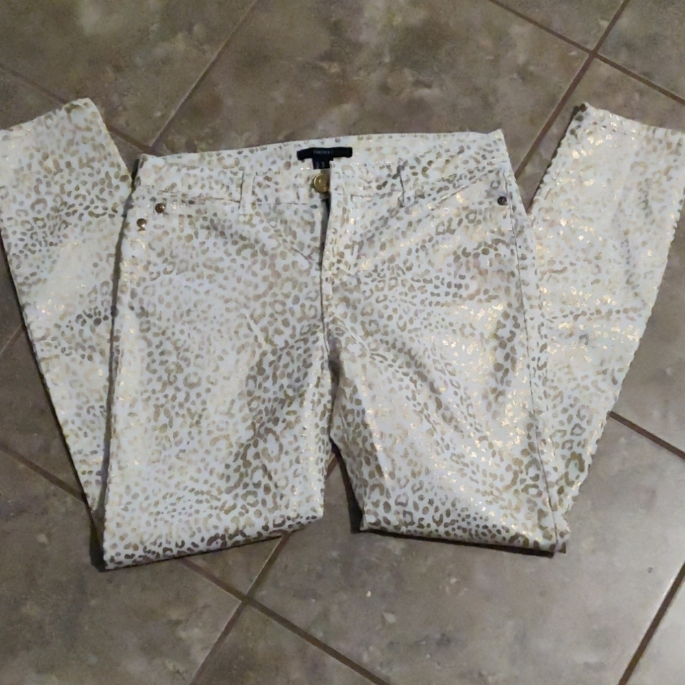 Forever 21 Gold and White Cheetah Pants